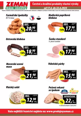 akční leták ZEMAN maso - uzeniny 17.6.2024-22.6.2024
