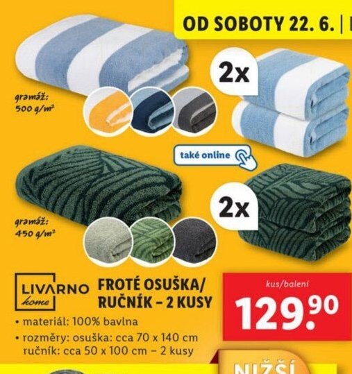 FROTÉ OSUŠKA/RUČNÍK – 2 KUSY