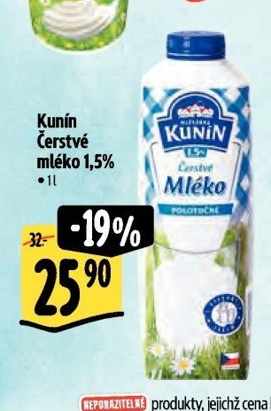 Kunín Čerstvé mléko 1,5%