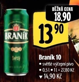 Pivo světlé výčepní 10° Braník