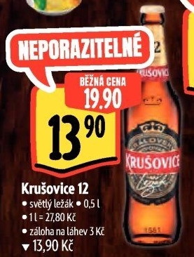 Pivo světlý ležák Královský 12° Krušovice