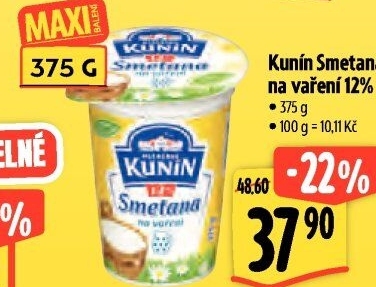 Smetana na vaření Mlékárna Kunín 12%