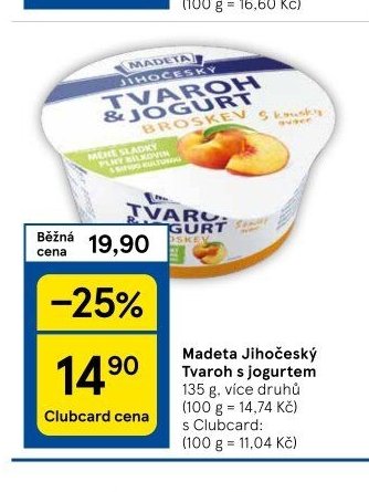 Madeta Jihočeský Tvaroh s jogurtem 135 g
