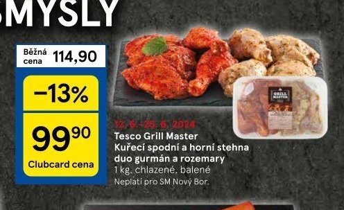Tesco Grill Master Kuřecí spodní a horní stehna duo gurmán a rozemary