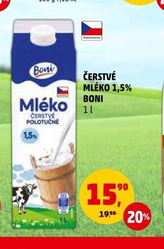 Čerstvé mléko 1,5% Boni