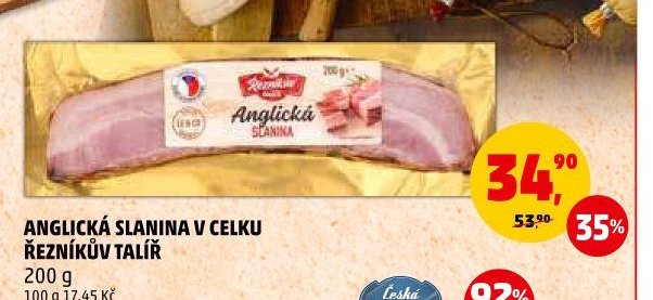 Anglická slanina v celku Řezníkův talíř
