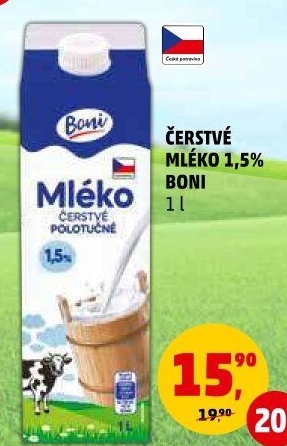 Mléko čerstvé Boni - 1,5% polotučné