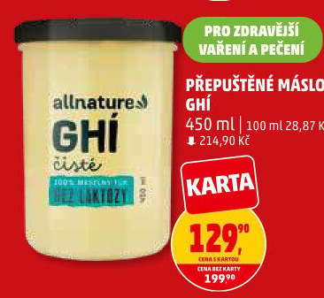 Přepuštěné máslo Ghí Allnature