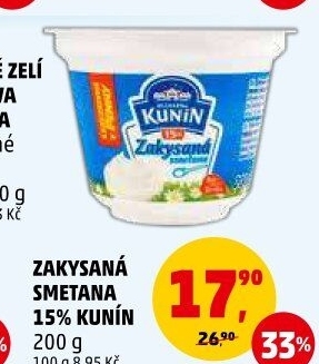 Zakysaná smetana Mlékárna Kunín 15%
