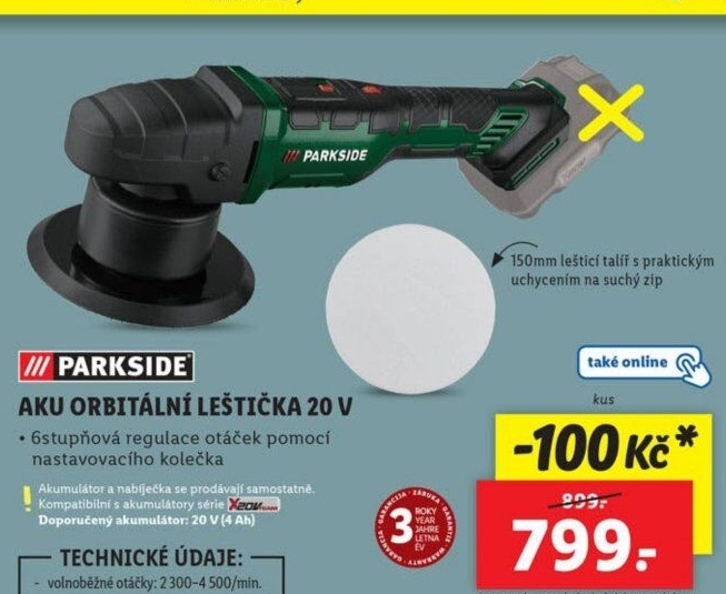 Aku leštička Parkside