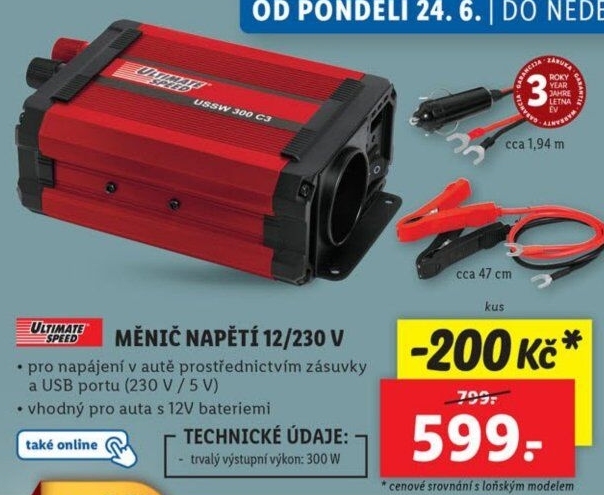 Měnič napětí Ultimate Speed - Lidl akcniletaky.com