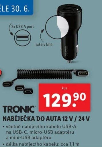 USB nabíječka do auta Tronic