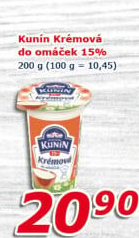 Smetana krémová do omáček Mlékárna Kunín 15%