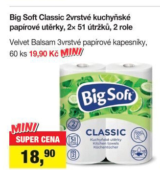 Utěrky kuchyňské 2vrstvé Classic Big Soft