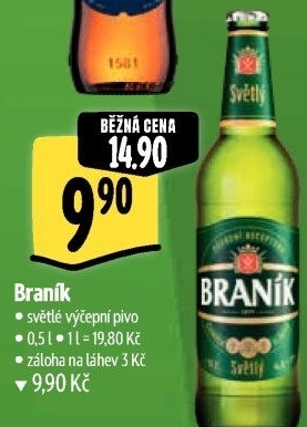 Pivo světlé výčepní 10° Braník