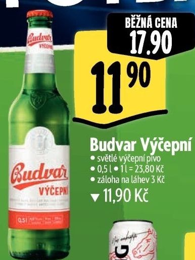 Pivo světlé výčepní Budweiser Budvar