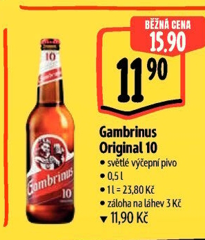 Pivo světlé výčepní Originál 10° Gambrinus