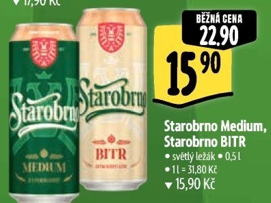 Pivo světlý ležák 11° Medium Starobrno