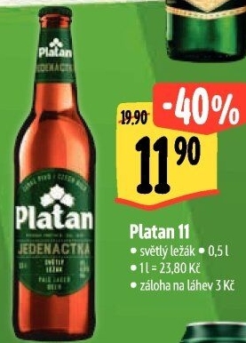 Pivo světlý ležák 11° Platan