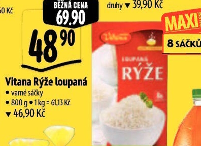 Rýže loupaná dlouhozrnná Vitana
