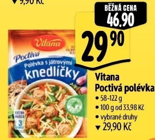Instantní polévky Poctivá polévka Vitana