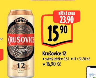 Pivo světlý ležák Královský 12° Krušovice