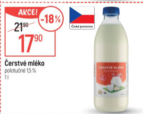 Mléko čerstvé Korrekt - 1,5% polotučné