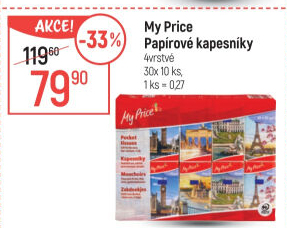 Papírové kapesníčky 4vrstvé My Price