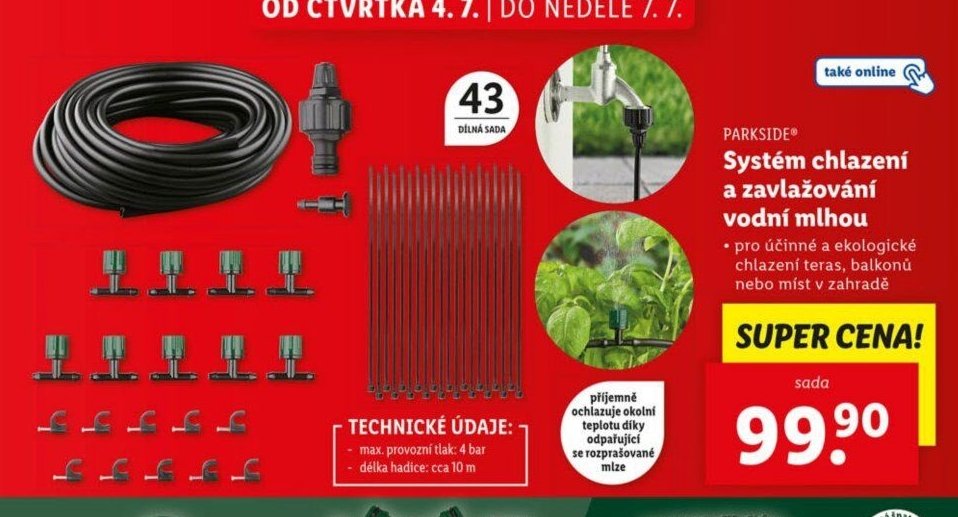 Parkside Systém chlazení a zavlažování vodní mlhou