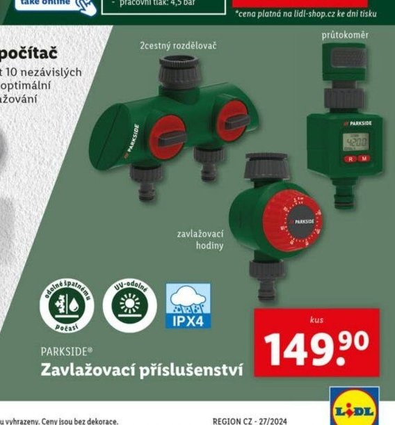 Parkside Zavlažovací příslušenství (2cestný rozdělovač / průtokoměr)
