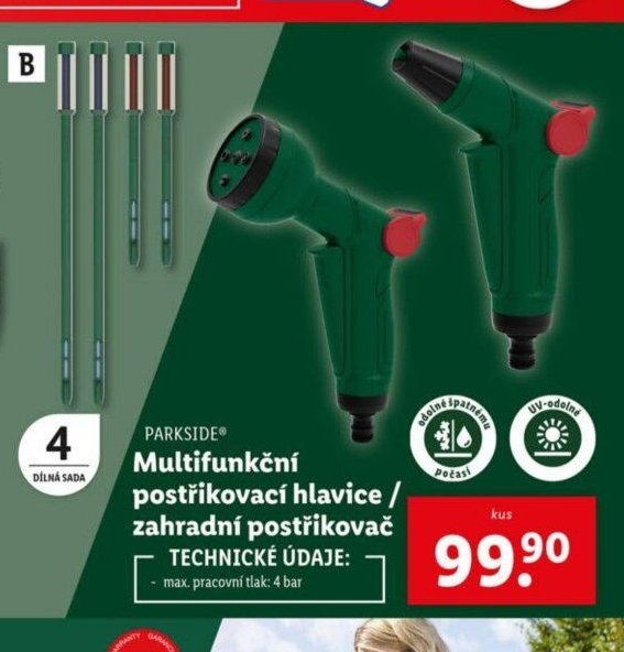 Parkside Multifunkční postřikovací hlavice / zahradní postřikovač