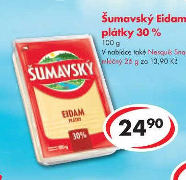 Šumavský Eidam plátky 30%