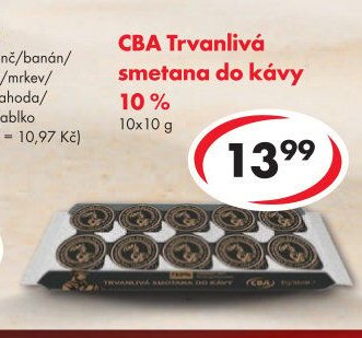 CBA Trvanlivá smetana do kávy 10%