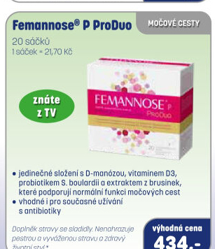 Doplněk stravy na močové cesty Femannose P ProDuo
