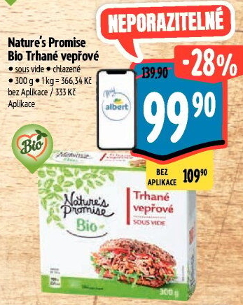 Maso vepřové trhané sous vide bio Nature'