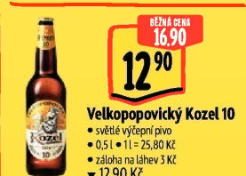 Pivo světlé výčepní 10°Velkopopovický Kozel