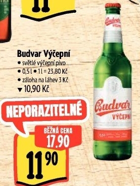 Pivo světlé výčepní Budweiser Budvar