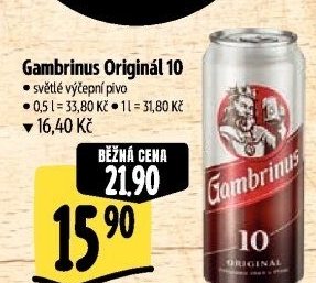 Pivo světlé výčepní Originál 10° Gambrinus