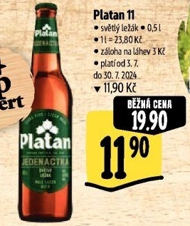 Pivo světlý ležák 11° Platan