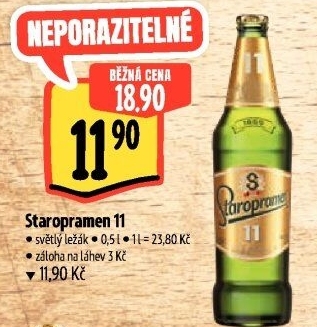 Pivo světlý ležák 11° Staropramen