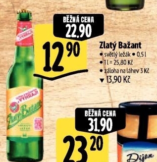 Pivo světlý ležák 12° Zlatý Bažant