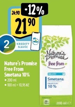Smetana bez laktózy Free From 10% Nature'