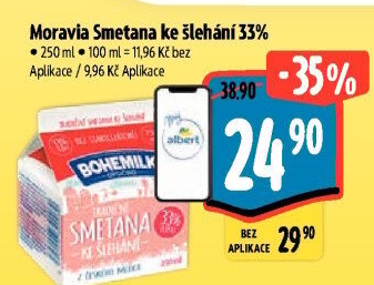 Smetana ke šlehání 33% Bohemilk Opočno