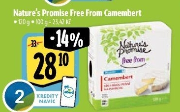 Sýr Camembert bez laktózy Free From Nature'