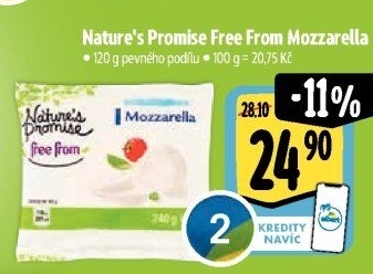 Sýr Mozzarella free from Nature'
