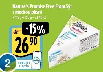 Sýr s modrou plísní free from Nature'