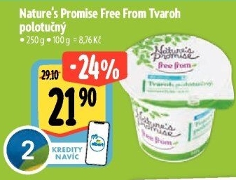 Tvaroh polotučný Free From Nature'