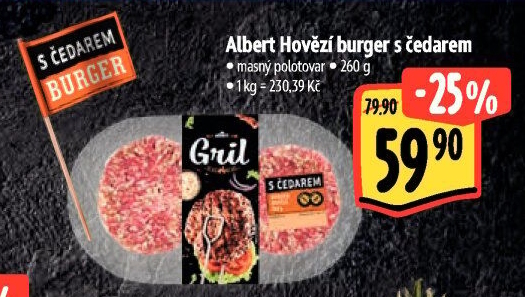 Hovězí burger s čedarem Albert Gril