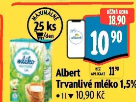 Mléko trvanlivé Albert - 1,5% polotučné