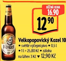 Pivo světlé výčepní 10°Velkopopovický Kozel